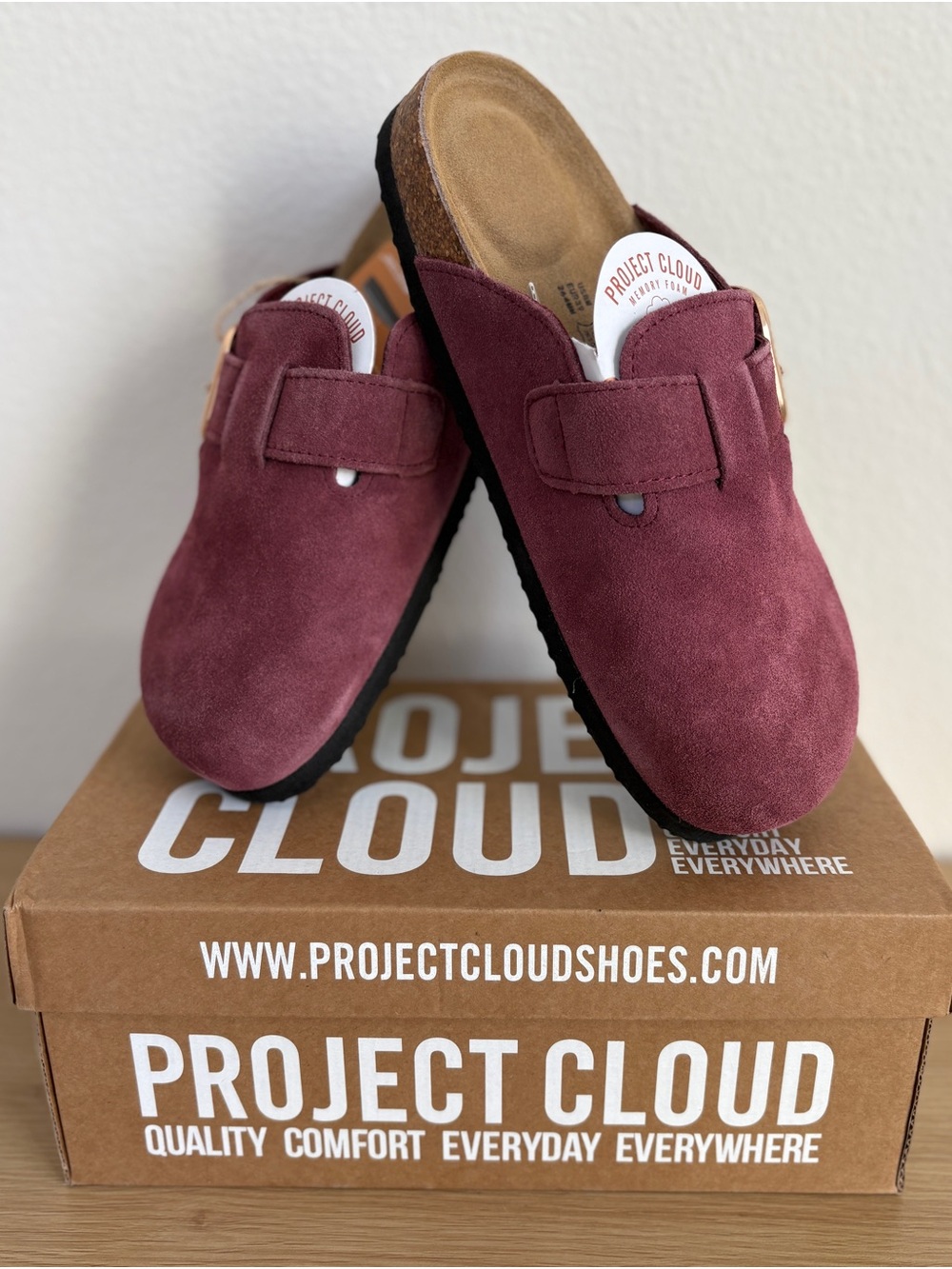 Men's Burgundy Suede Slip-On Clog